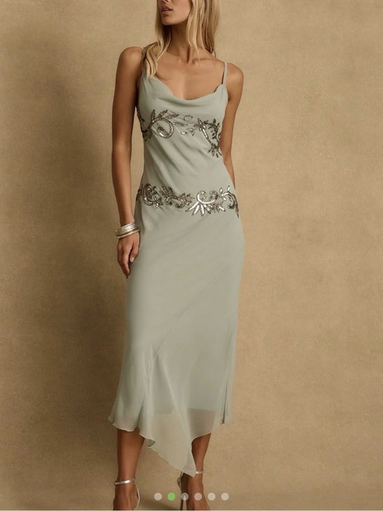 12th Tribe Other - 12th Tribe Sage Green Embellished Slip Dress